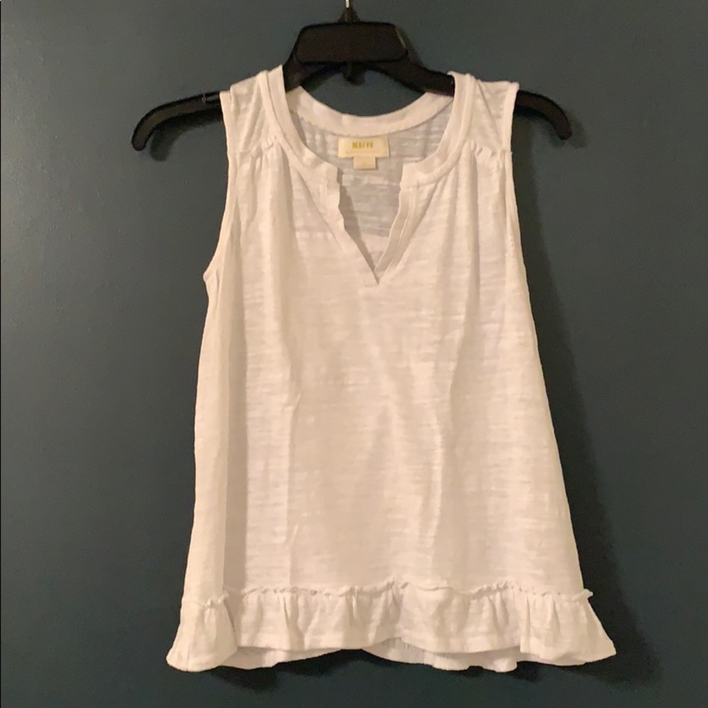 Maeve Anthropologie white ruffle tank